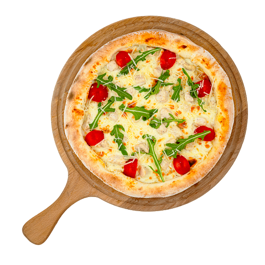 Пицца на тонком тесте «Цезарь» с курицей~640 гр.