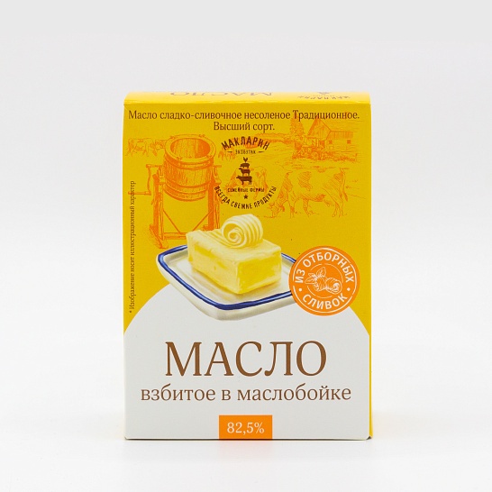 Масло сливочное деревенское 82,5% 180 гр.