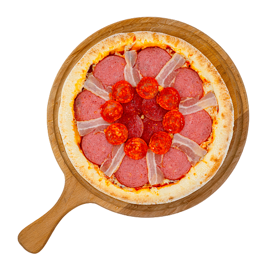 Пицца на тонком тесте «Мясное плато»~520 гр.